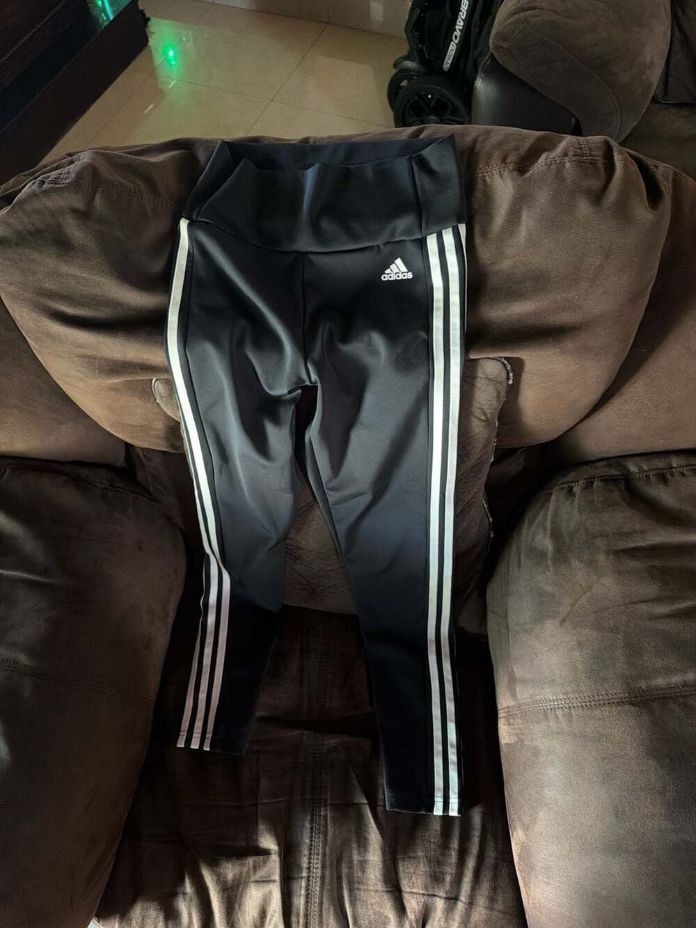 Adidas AEROREADY 3-Stripe High-Waisted Leggings, Black/White, Size S